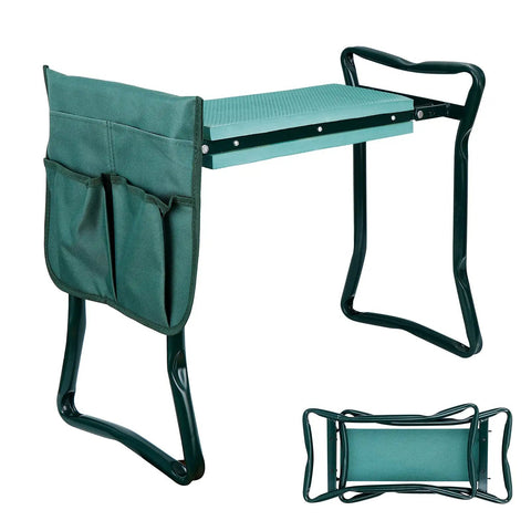 Folding Garden Kneeler And Seat With Free Tool Pouches For Easy Weeding, EVA Foam Knee Pad Keeps Clothes Clean, Sturdy And Lightweight Bench