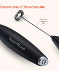 Game Changing Handheld Milk Frother Wand Battery Operated Stainless Steel Drink Mixer For Milk Coffee Lattes Displayed