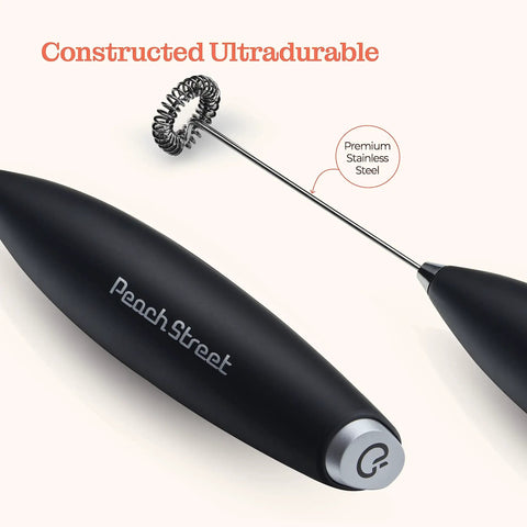 Game Changing Handheld Milk Frother Wand Battery Operated Stainless Steel Drink Mixer For Milk Coffee Lattes Displayed