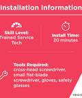 Installation info for Latch Hook Switch Holder For Microwave Ovens Black Replacement Part - 20 min install, tools listed