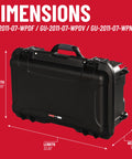 Titan Series Waterproof Utility Case With Diced Foam Insert, IP67 Dustproof Gear Box, dimensions labeled, ATA-300 Certified
