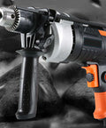 Badass Heavy Duty Cordless Percussion Drill Featuring Lightning Fast Variable Speed Trigger And Rigid Metal Chuck for tough masonry.