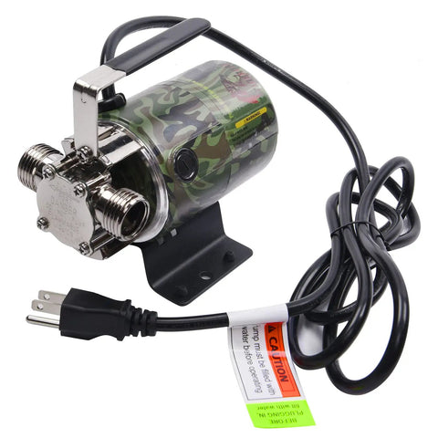 Heavy Duty 115V Electric Utility Water Transfer Pump Hauls 330 Gallons Per Hour Without Breaking A Sweat For Basement Drainage Pool Cleanup And Backyard Irrigation Work, showing a compact design with camouflage finish.