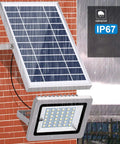 JUDYSSY Led Flood Lights Outdoor Solar Lights with solar panel, waterproof IP67, designed for garden lighting.