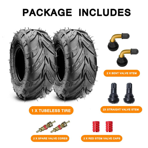 Tubeless 145 70 6 Tire Set For Coleman PowerSports Mini Bikes Go Karts ATVs And Four Wheelers 2 Pack with valve stems and caps