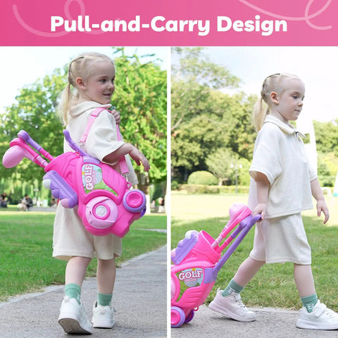 Toddler Golf Set For Kids Aged 2 To 4 Boys And Girls Upgraded Golf Clubs With Cart Putting Mat Indoor Outdoor Play Toy Safe Durable Plastic Pink Birthday Gift