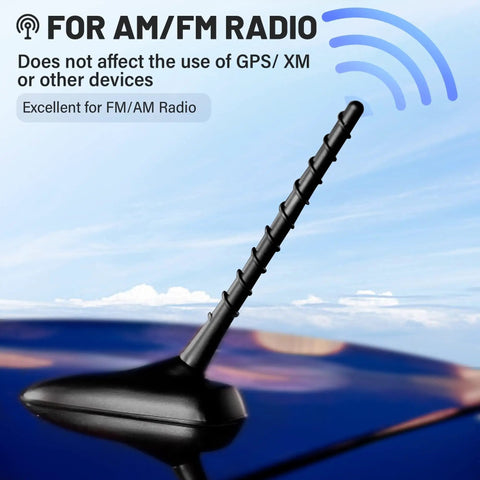 7 Inch Spiral Antenna Mast Replacement for Nissan Pathfinder Rogue Altima 350Z Infiniti EX35 FX35 FX45 QX60 QX70 JX35 Compatible Models Easy Install Car Radio Antenna Upgrade for Better Reception and Signal showing installation on car roof