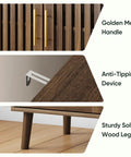 Details of Must Have Farmhouse Style Sideboard Cabinet 31.5 Inch Wide With Slatted Doors And Adjustable Shelves Walnut Finish