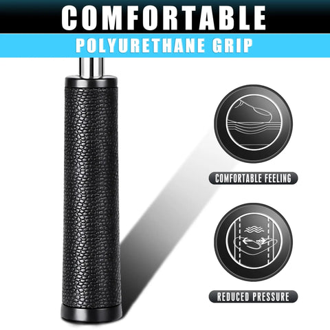 Performance Golf Ball Retriever With Thick Stainless Steel Shaft And Rubber Grip, close-up of textured handle, comfort focus