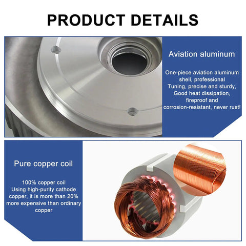 Close-up of aviation aluminum casing and pure copper coil for Beefy 220V 380V Regenerative Blower For Factory Ventilation And Dust Removal.