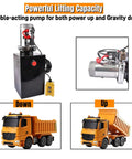 Beefy 12V DC Single Acting Hydraulic Pump Power Unit with 3.75 Gallon Steel Reservoir for Dump Trailers and Dump Trucks