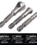 Wood Countersink Deburring Tool Set With One Quarter Hex Shank Chamfer Bits Five Sixty Fourths One Eighth Three Sixteenths Set Of 3