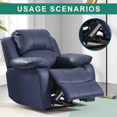 No Sweat Five Inch Recliner Spring Replacement Mechanism Featuring Tough As Nails Tension Steel Extension Springs For Quick Sofa Repair And Chair Bed Fixes Two Pack in a navy recliner.