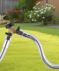 Swivel Garden Hose Adapter Protector With All Metal Construction And Three Quarter Inch Connection Extends Your Hose For Flexible Angles Prevents Kinks And Leaks For No Fuss Watering Reach And Durable Hose Extension, chrome hose connected to brass valve