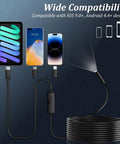 Endoscope Camera With Light 1920P HD Borescope For Pipes Engines And Tight Spaces 2.0MP CMOS Sensor 70 Degree Wide Angle 8 LED Lights Lets You See Clear In Dark Areas For Home Plumbers Mechanics. Wide compatibility cable and adapters for phones and tablets