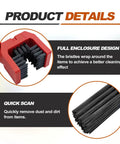 Universal 2 Piece Bike And Motorcycle Chain Cleaning Brush Set with red handle and close-up of black bristles