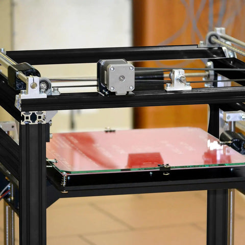 Close-up of 3D printer frame using 20 Pcs Aluminum Extrusion 1220 Millimeters 48 Inch Black Anodized European Standard Linear Rail T Track Profiles