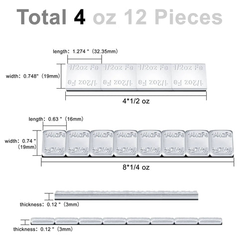 Two Size Pinewood Derby Weights Kit With Twelve Piece Weight Set Including Four Half Ounce And Eight Quarter Ounce Weights