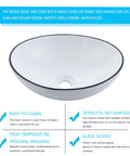 16 Inch Oval Bathroom Vessel Sink And Brushed Nickel Faucet Combo showing non-porous glossy ceramic surface with pop-up drain