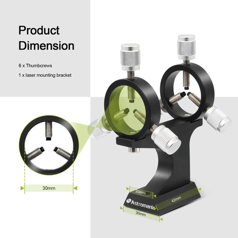 Adjustable Aluminum Alloy Laser Finder Scope Mounting Bracket With One Quarter Inch Thread And 30mm Inside Diameter, Pair