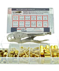 All-In-One Hose Repair Kit For 3/16 And 1/4 Inch Hose With A And B Fittings, Crimping Pliers Included, Gold Finish, Heavy Duty DIY Kit