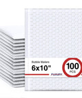 White Bubble Mailers 6x10 Inch Outer, 6x9 Inch Inner, Self Seal Padded Mailing Envelopes, 100 Pack for Jewelry, Makeup, Small Items