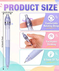 Dope 24 Pack Fidget Spinner Gel Pens With 0.5mm Black Ink For Adults, showing size, comfortable rotating design, facilitates thinking.