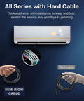 Comparison of semi-rigid and soft cables for the Dual Lens Endoscope Camera With Light For Inspections, 16.5ft cable shown.