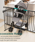 Extra Wide 29.7 to 57 Inch Walk Through Baby Gate for Stairs and Doorways, No Fuss Pressure Mounted Safety Gate for Kids and Pets, Black with stroller
