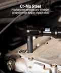 Three Eighths Inch Drive Pro Grade Master Impact Socket Set in use on machinery, highlighting Cr-Mo steel strength