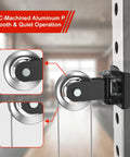 2 Pack Rotating Pulley Attachment For 3x3 Power Rack Swivel Aluminum Cable Setup With 1 And 5/8 Inch Adapters showing CNC-machined aluminum pulley.