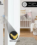 Open door showing Brushed Nickel Door Hinges 3-Pack 3.5 Inch Interior Hinges 5/8" Radius Rounded Corners with Screws in a nursery.