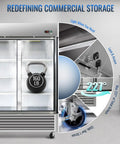 Top Notch Commercial Reach In Freezer Made From Solid Stainless Steel With A Roomy 49.6 Cubic Foot Hold And Sure Fire Digital Thermostat Controls Minus 10 To Plus 10 Degrees Plus Hassle Free Defrost For Busy Bars Restaurants And Shops, featuring sturdy design and temperature control features.