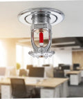 Heavy Duty Fire Sprinkler Heads Quick Response Activation At One Fifty Five Degrees Fahrenheit With One Half Inch Thread For Home And Commercial Buildings Tough As Nails Copper Crafted mounted in modern office.