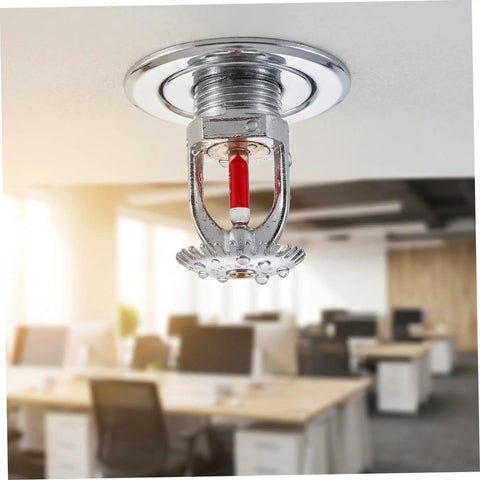 Heavy Duty Fire Sprinkler Heads Quick Response Activation At One Fifty Five Degrees Fahrenheit With One Half Inch Thread For Home And Commercial Buildings Tough As Nails Copper Crafted mounted in modern office.