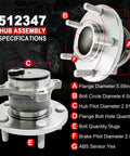 Rear Wheel Bearing Hub Assembly For 2004 2013 Mazda 3 And 2006 2017 Mazda 5 5 Lug With ABS Premium Replacement Kit details