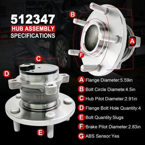 Rear Wheel Bearing Hub Assembly For 2004 2013 Mazda 3 And 2006 2017 Mazda 5 5 Lug With ABS Premium Replacement Kit details