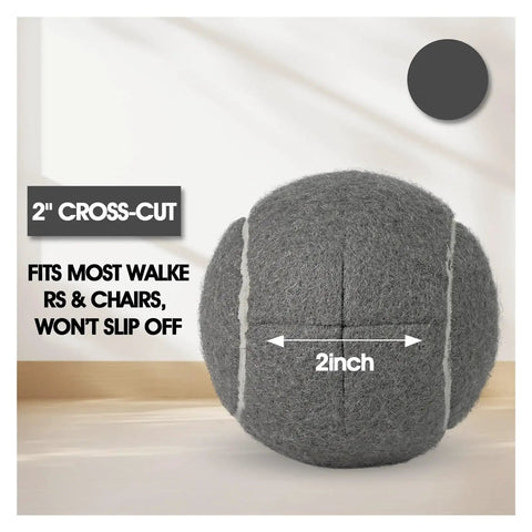 Close-up of 2-inch precut tennis ball glide with felt pad for walker leg, highlighting 12 Pack Precut Tennis Ball Glides for Walkers Easy Slip On Felt Pad Covers for Furniture Legs and Floor Protection Long Lasting Glide Accessories Quick Install with Adjustable Fit for Standard Walker Tubing and Mobility Aids