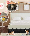 Eleven Point Eight Inch High Two Forty Eight Inch Long Under Bed Blocker Straight Up Durable Barrier with pets beside bed.