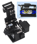 Heavy-Duty Optical Fiber Cleaver Machine With Precise 0.5 Degree Cutting Angle, high durability, sleek black design for cable repairs.