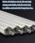 Heavy Duty Stainless Steel Conveyor Rollers Five Pack Non Powered Idler Tubes showing strong rust-resistant surface and iron axles