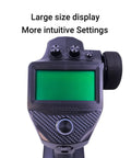FS G7P Plus FS R11P RC Transmitter And Receiver with large display and intuitive settings, black plastic finish, top view