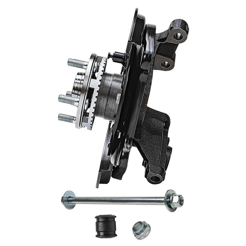 Side view of Direct Fit Rear Left Steering Knuckle And Wheel Hub Bearing Assembly For 2001 To 2008 Subaru Forester Driver Side Replacement