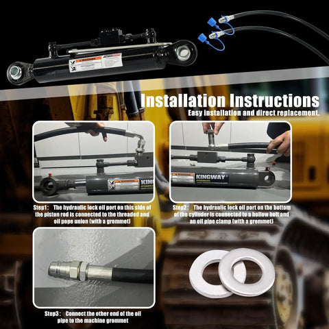 Installation instructions for Kingway Cat 1 Hydraulic Top Link Cylinder with 7800 Lbs Push Force for Tractor.