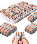 Plug And Play Lever Nut Connector Kit For Quick Wire Splicing One To One Terminal Blocks 42 Pack in plastic case
