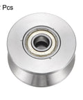 Stainless Steel 2 Pack 1.89 Inch V Groove Track Casters With Double Bearing Rollers Built Tough For Smooth Sliding Gates, close-up of wheel.