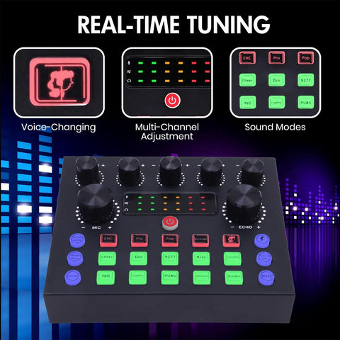Upgraded Podcast Equipment Bundle For Two Hosts With BM-800 Microphone V8s Sound Card And DJ Mixer All In One Kit sound card