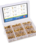 145-Piece Brass Zerk Grease Nipple Fittings Assortment Kit For Metric M6x1, M8x1, M10x1 With Straight, 90 Degree, And 45 Degree Angled Zerks