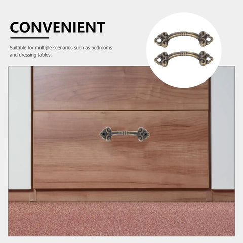 Retro Drawer Knobs Vintage Jewelry Box Pulls Metal Cabinet Handles on wooden drawer for home decor and craft projects