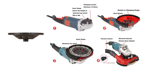 Universal 7 Inch Dust Shroud For Angle Grinders With Vacuum Hose Adapter Fits Most Major Brands keeps debris down and controls dust